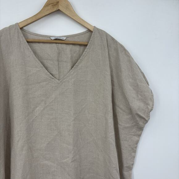 Linenfox Midi Dress Women XSmall Linen Lagenlook Oversized Boho Kaftan Comfy - Picture 3 of 8